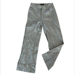 Abercrombie Annie high rise wide leg crop linen blend stripe pants size 24